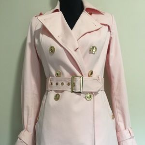 Baby pink Guess trench coat with gold details